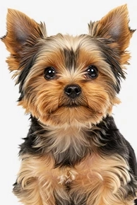 Yorkshire Terrier looking directly at camera